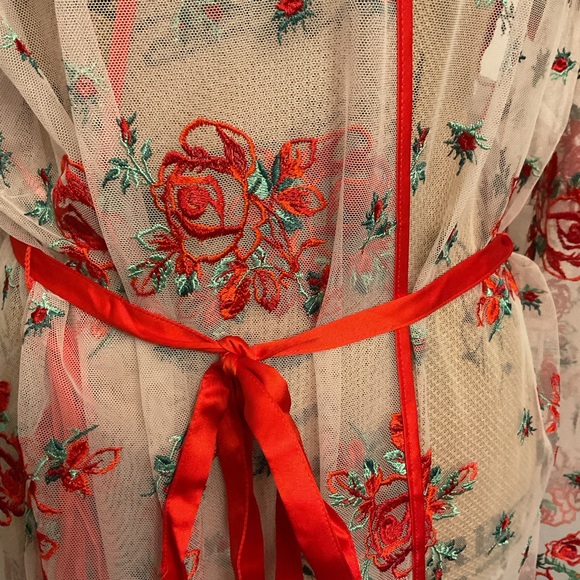 VICTORIA'S SECRET Floral Embroidery Sheer Mesh Robe - Picture 6 of 6